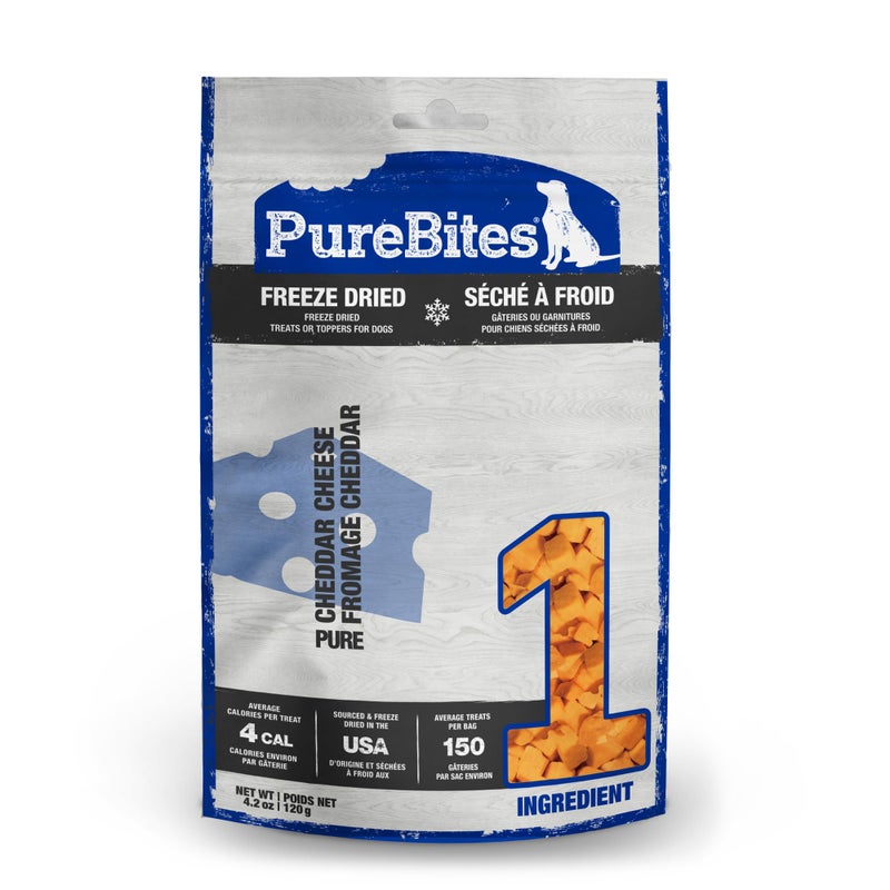 PureBites Cheese Freeze Dried Dog Treats, 1 Ingredient, Made in USA, 4.2oz - Image 1