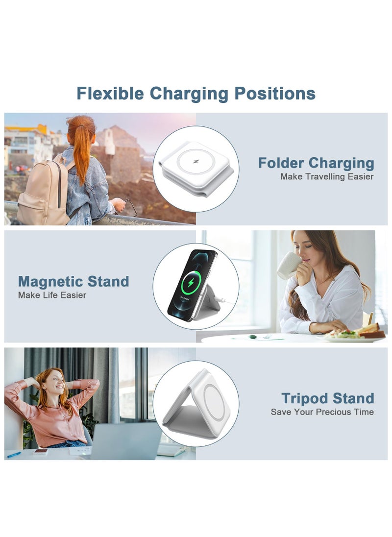 Beauenty - 3 in 1 Foldable Wireless Charger, Magsafe Charger Charging Station for Multple Devices,Travel Charger for iPhone16 /15/14/13/12 Series, iWatch, AirPods Pro - Image 1