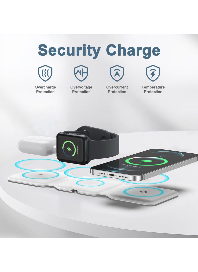 Beauenty - 3 in 1 Foldable Wireless Charger, Magsafe Charger Charging Station for Multple Devices,Travel Charger for iPhone16 /15/14/13/12 Series, iWatch, AirPods Pro - Image 1