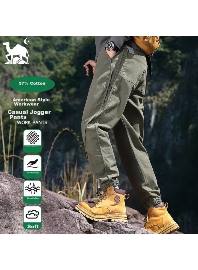 Eastern Camel Casual Pants For Men, Summer Outdoor Sports Versatile Casual Tapered Cargo Pants, Long Trousers, Army Green, XL - Image 1