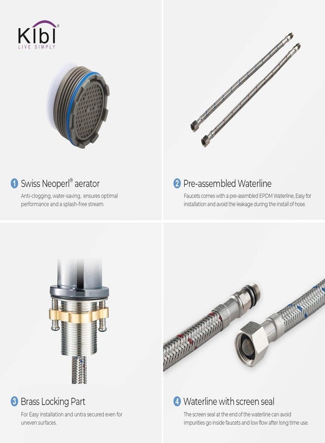 كيبي صنبور حوض حمام KIBI بلمسة نهائية من الكروم - تصميم دائري بمقبض واحد، مصنوع من النحاس الصلب - صنبور حمام عصري متين ومقاوم للتآكل مع خطوط إمداد بالمياه، KBF1008 - Image 4