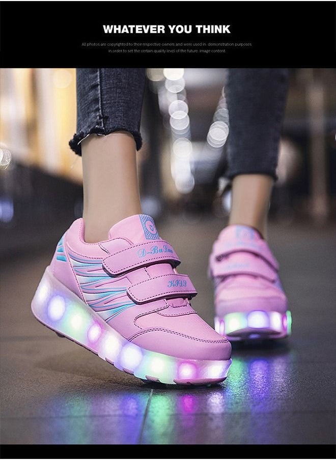 Beauenty أحذية تزلج رياضية بإضاءة فلاش LED مع عجلات وشحن USB أحذية تزلج للأطفال  - Image 4