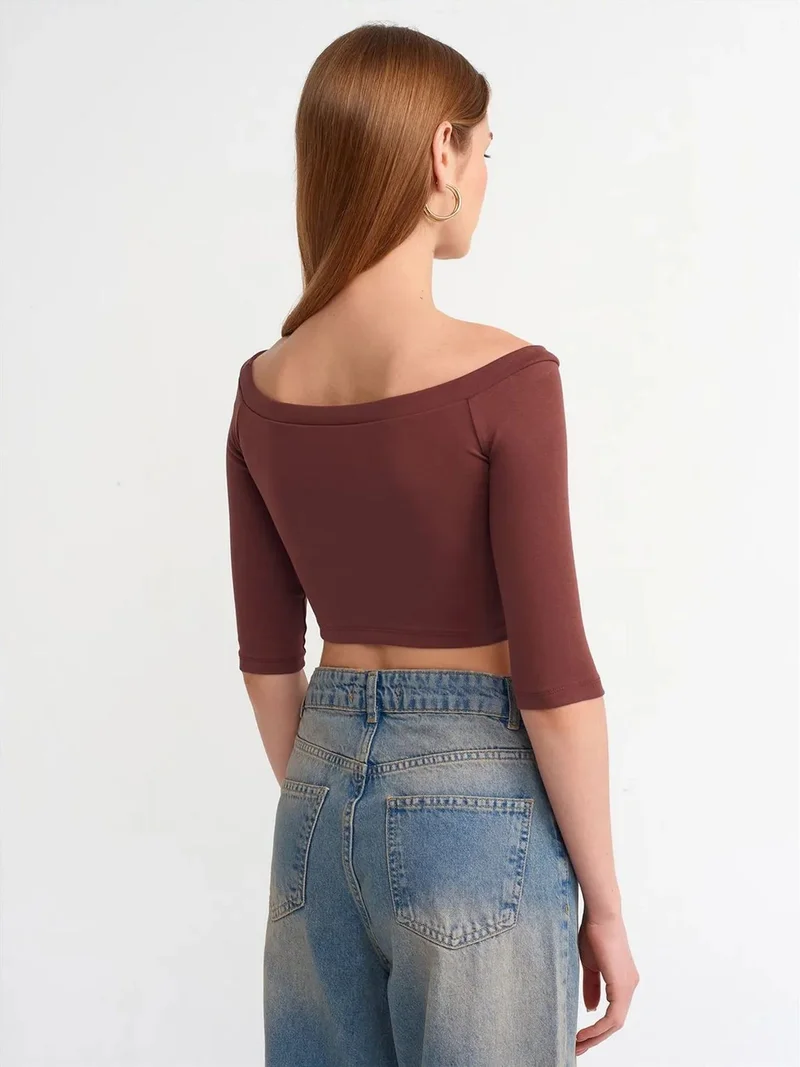 ديلفين DILVIN Women’s Off-shoulder Crop Blouse