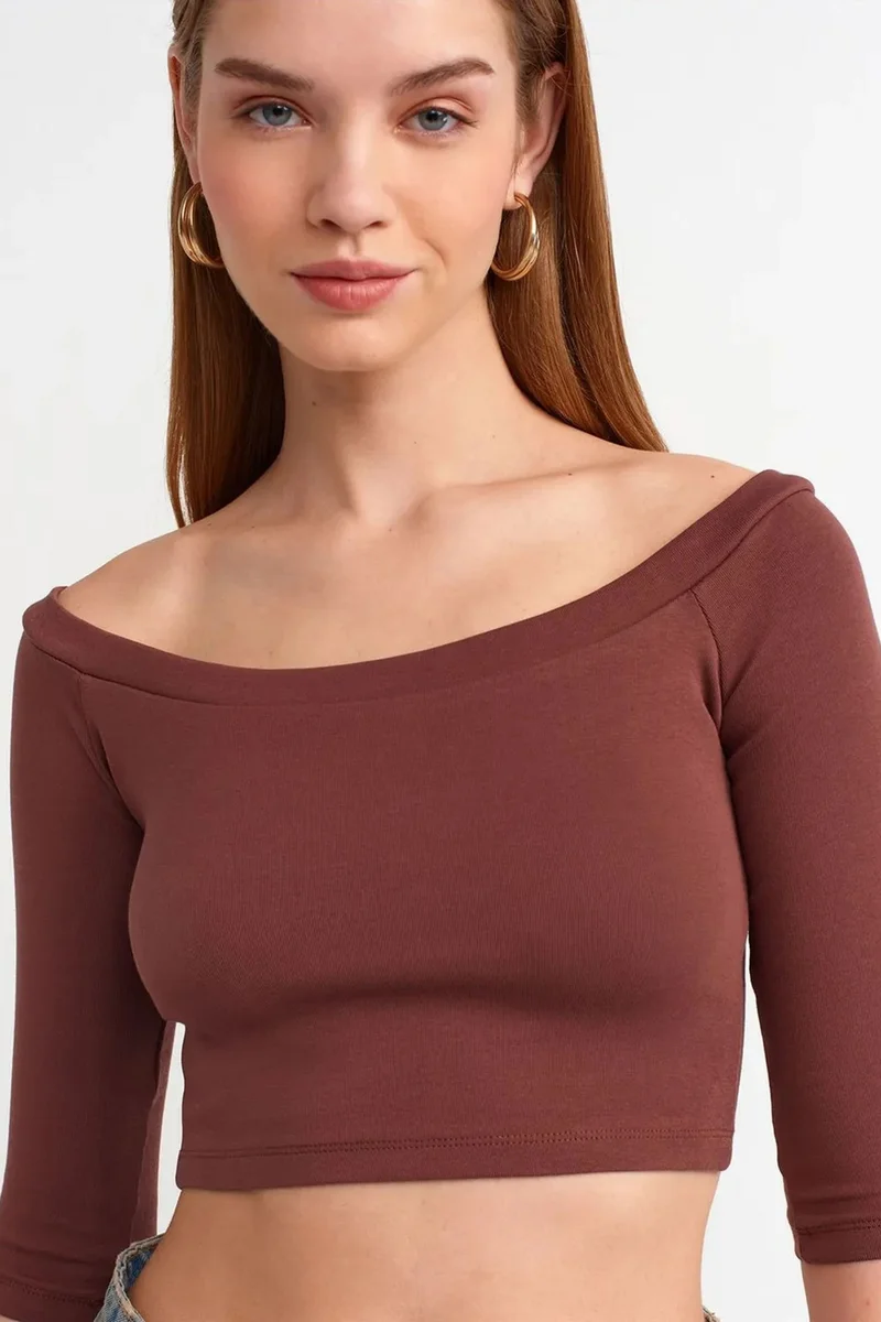 Dilvin Burgundy Red DILVIN Women’s Off-shoulder Crop Blouse for Women | Best Price UAE