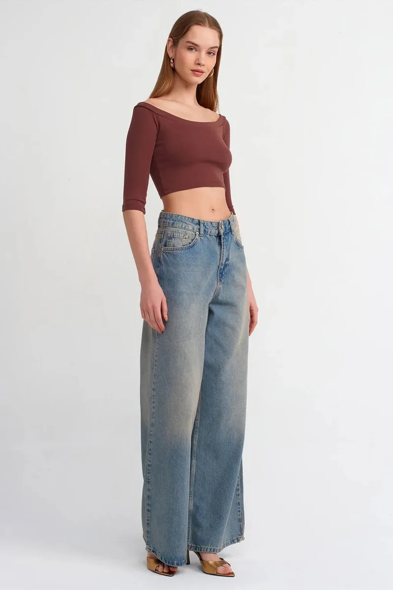 Dilvin Burgundy Red DILVIN Women’s Off-shoulder Crop Blouse for Women | Best Price UAE