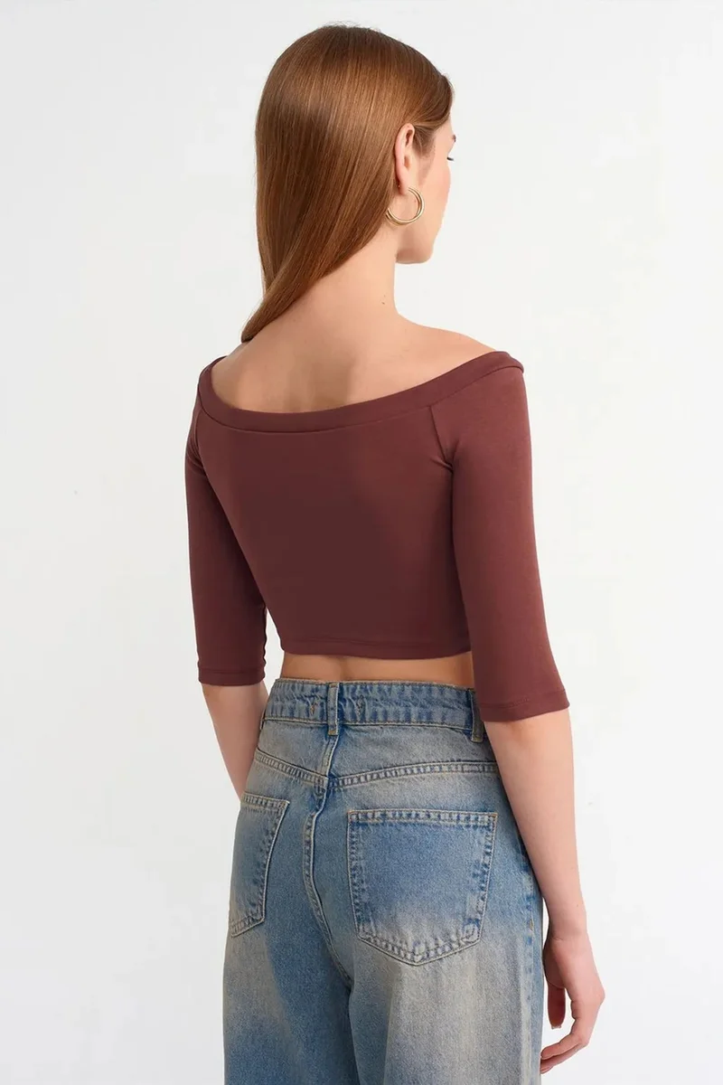 Dilvin Burgundy Red DILVIN Women’s Off-shoulder Crop Blouse for Women | Best Price UAE