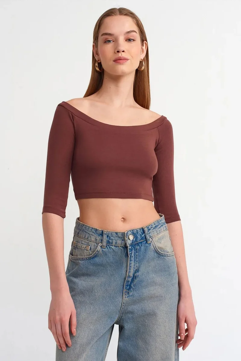 DILVIN Women’s Off-shoulder Crop Blouse