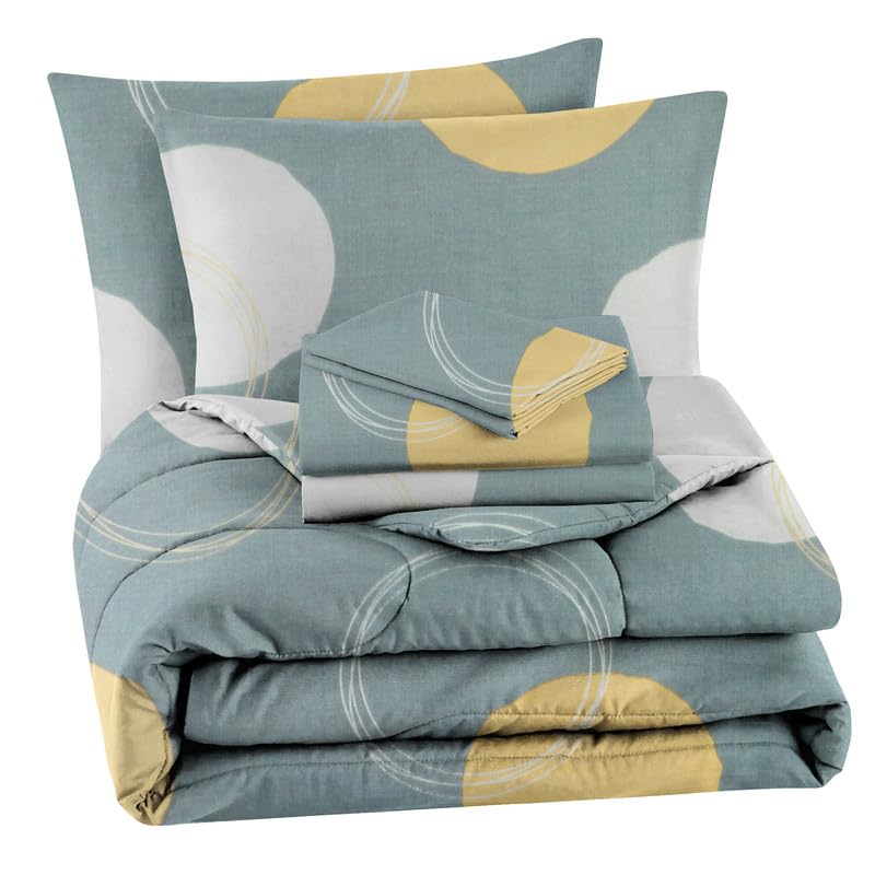 VAS COLLECTIONS Super Soft Glace Cotton King Size AC Comforter Wedding Gift Set (with Bag) for Double Bed with 1 Flat Bedsheet and 2 Pillow Cover Pastel Colours Grey and White (4PC Comforter Set) - Image 5