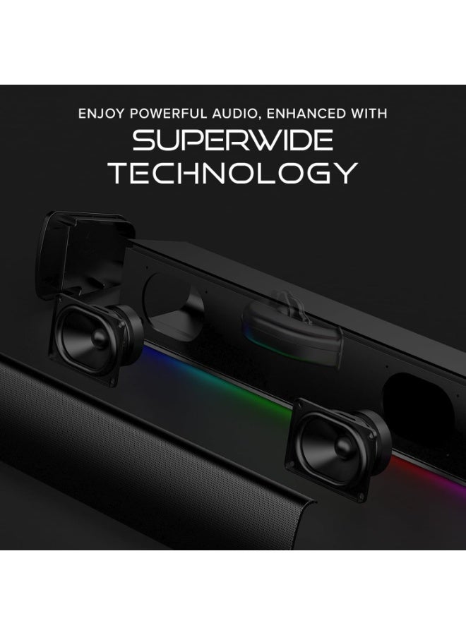 CREATIVE Sound Blaster GS3 (White) Compact Gaming Soundbar with RGB and SuperWide Technology, USB Powered, Bluetooth 5.4, Headphone Output Port  - Image 4