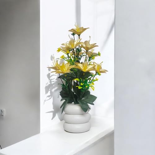 Flora Planet Artificial Plants with Pot - Home Decoration Items for Living Room, 30cm Show Pieces for Home Decor Living Room, Big Size Artificial Flowers Bunch with Vase (1, Ring) - Image 2