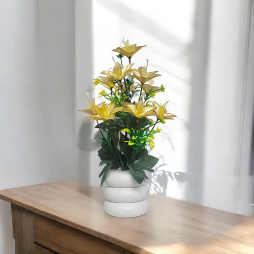 Flora Planet Artificial Plants with Pot - Home Decoration Items for Living Room, 30cm Show Pieces for Home Decor Living Room, Big Size Artificial Flowers Bunch with Vase (1, Ring) - Image 5