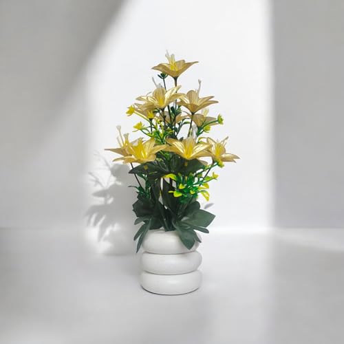 Flora Planet Artificial Plants with Pot - Home Decoration Items for Living Room, 30cm Show Pieces for Home Decor Living Room, Big Size Artificial Flowers Bunch with Vase (1, Ring) - Image 3