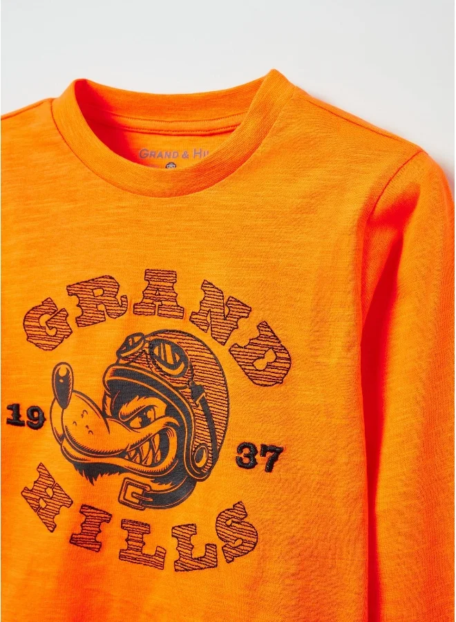 او في اس OVS Grand&Hills Long-Sleeved T-Shirt With Print