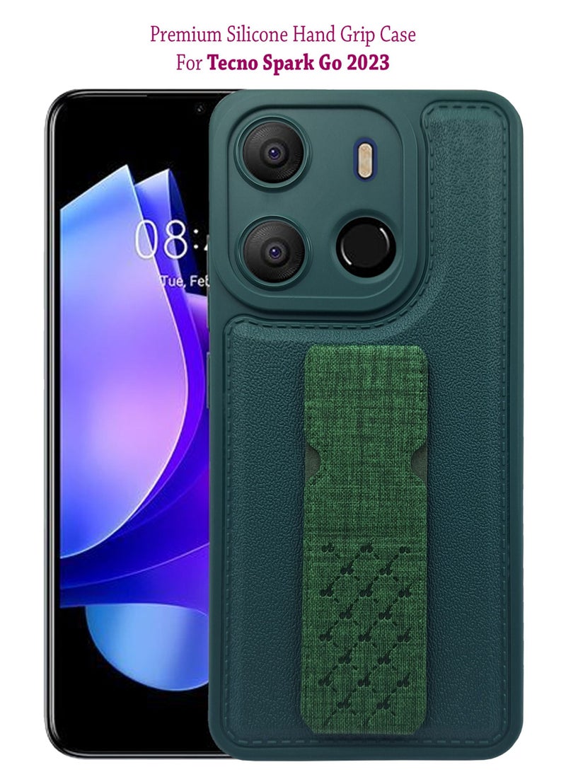 Waldic Stylish Silicone Case Cover With Magnetic Hand holder For Tecno Spark Go 2023 - Green  - Image 1