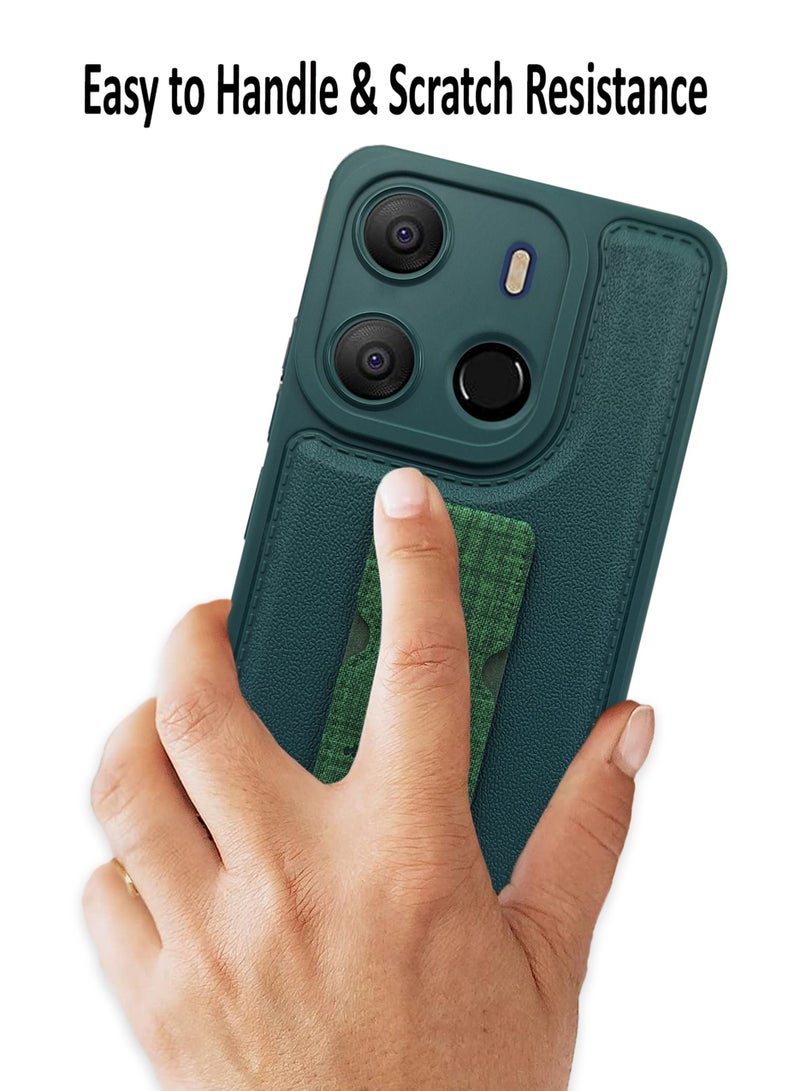 Waldic Stylish Silicone Case Cover With Magnetic Hand holder For Tecno Spark Go 2023 - Green  - Image 3