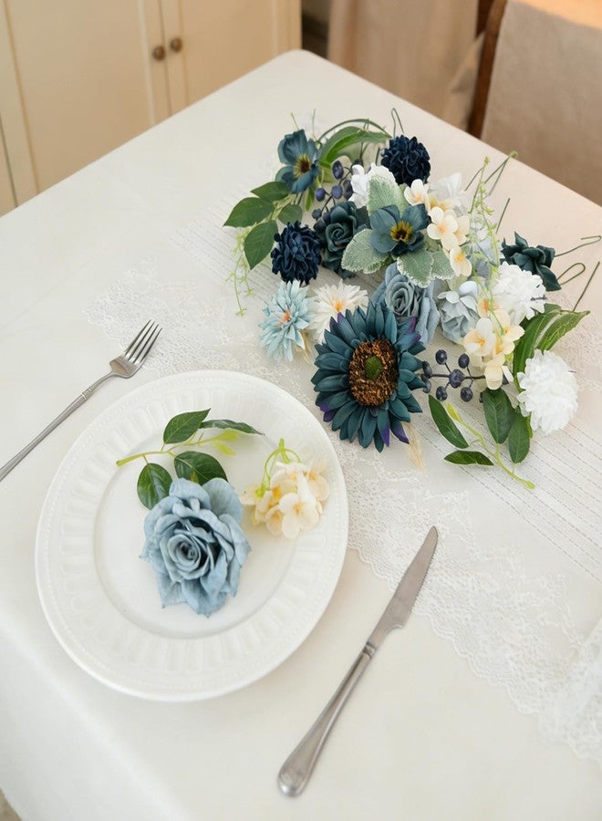 Idyllic Blue Artificial Flower Box, Wedding Table Centerpiece, Party Decoration Floral Arrangement in Box, Ready-to-Use Home Decor - Image 4
