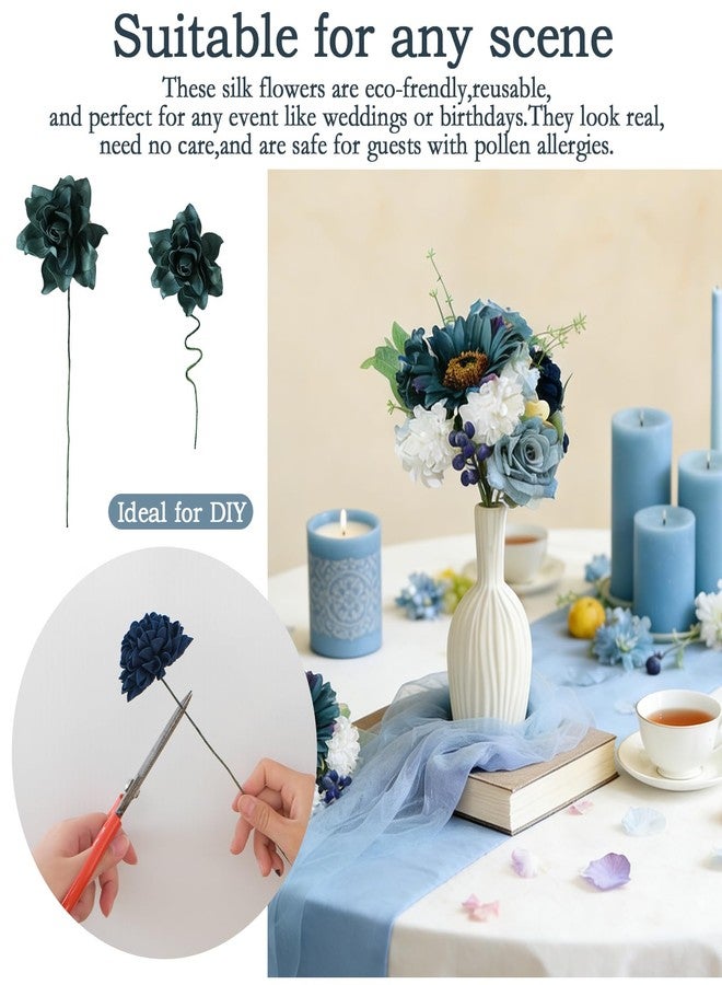 Idyllic Blue Artificial Flower Box, Wedding Table Centerpiece, Party Decoration Floral Arrangement in Box, Ready-to-Use Home Decor - Image 3