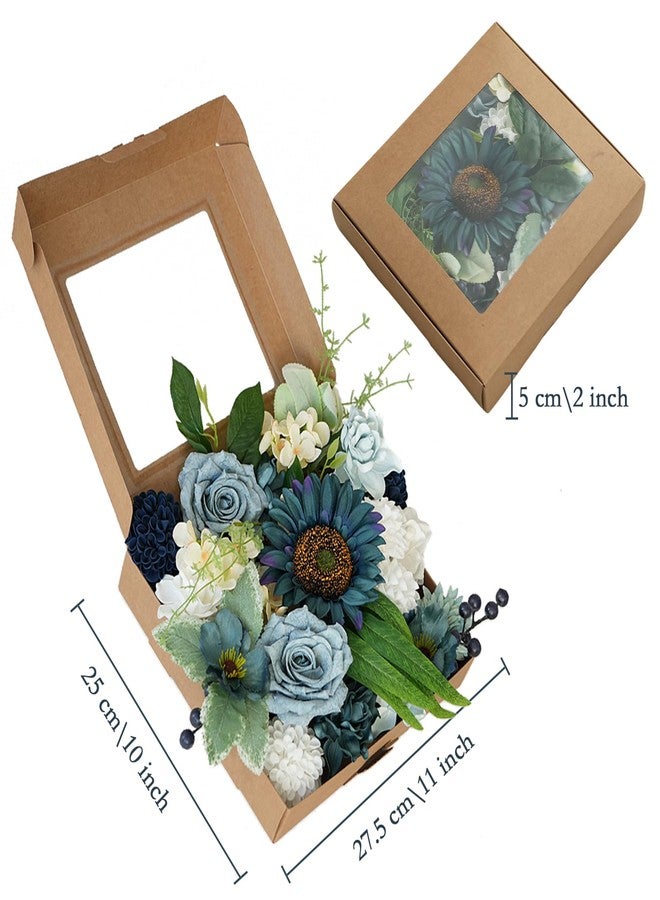 Idyllic Blue Artificial Flower Box, Wedding Table Centerpiece, Party Decoration Floral Arrangement in Box, Ready-to-Use Home Decor - Image 2