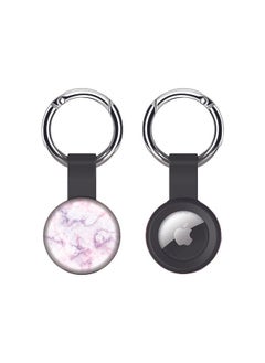 Airtag Case Metal Key Ring with Tough Case for Apple Airtag cover - Marble Print Cotton Candy
