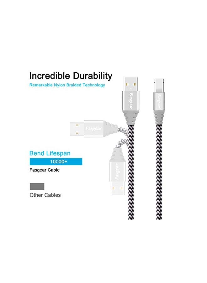 Fasgear Usb Printer Cable Usb 2.0 A Male To B Male Scanner Cord High Eed For Brother Lexmark Epson Dell 6Ft Gray  - Image 3