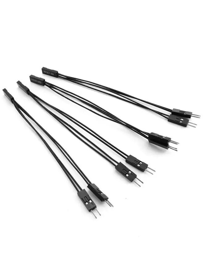 4 Pairs 2 Pin Single Female To Dual Male Black Jumper Cables For PC Motherboard Power LED Switch Reset HDD - Image 1