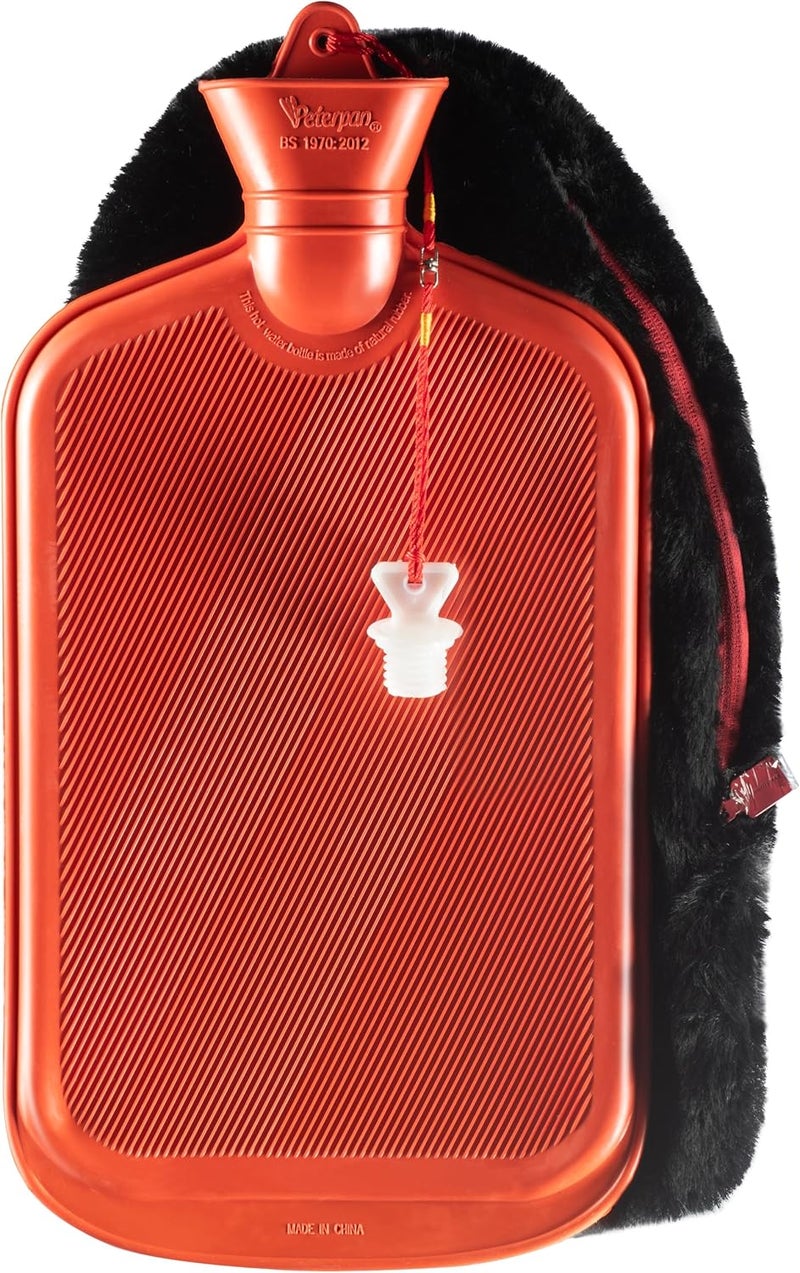 Peterpan Peterpan Rubber Hot Water Bottle with Cover, Size: XXX-Large, Hot Water Bottles for Pain Relief, BPA & PVC Free, 100 Fl Oz Capacity, Original, Red Zipper 