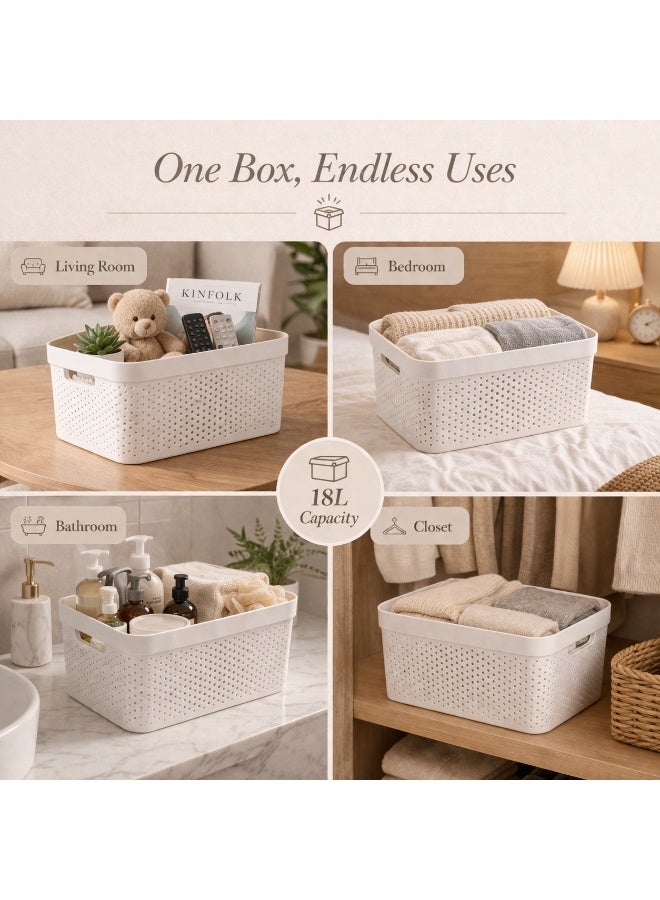 Homesmiths 18L Infinity Storage Container with Bamboo Lid - Large Ventilated Plastic Storage Box - Stackable Organizer for Kitchen Pantry, Laundry, Clothes, Toys, Vegetables, Modern Home Storage - Image 2