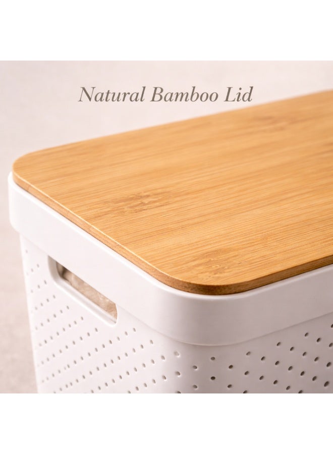 Homesmiths 18L Infinity Storage Container with Bamboo Lid - Large Ventilated Plastic Storage Box - Stackable Organizer for Kitchen Pantry, Laundry, Clothes, Toys, Vegetables, Modern Home Storage - Image 3