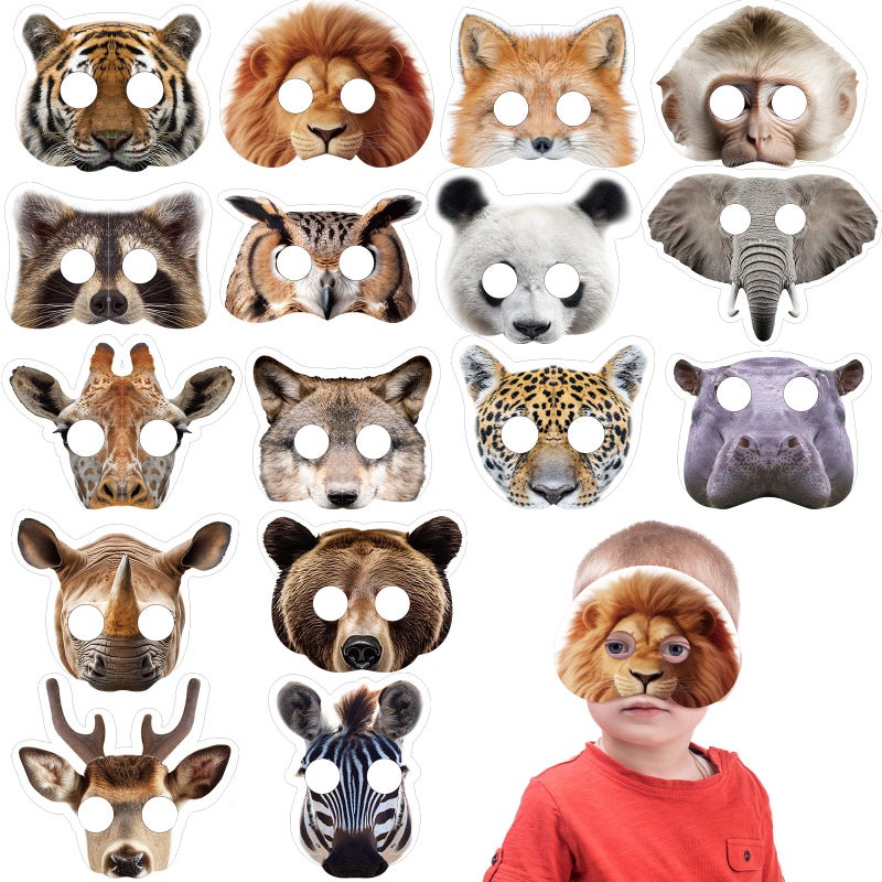 Marsui 32 Pcs Unicorn Monster Safari Animal Face Masks for Kids Cartoon Masks for Animal Birthday Party DecorationsJungle - Image 3