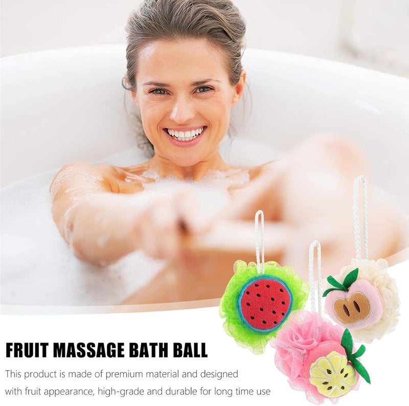 ABOOFAN 5pcs Fruit Pattern Shower Scrubber Loofahs Bath Cleaning Tools Soft Exfoliating Body Washing Sponges for Daily Bathing and Skin Care Random Style - Image 3