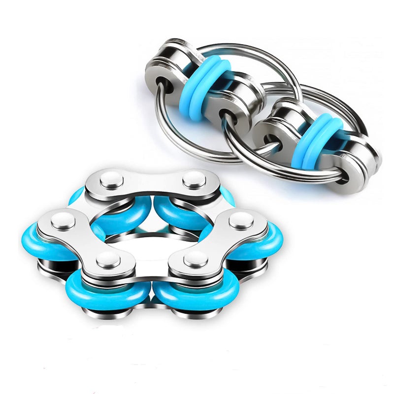 ALDMIO Bike Chain Fidget Toys Set - Six Roller & Key Flippy Chain for ADHD, ADD, Autism, Anxiety Relief for Adults and Teens - Image 1