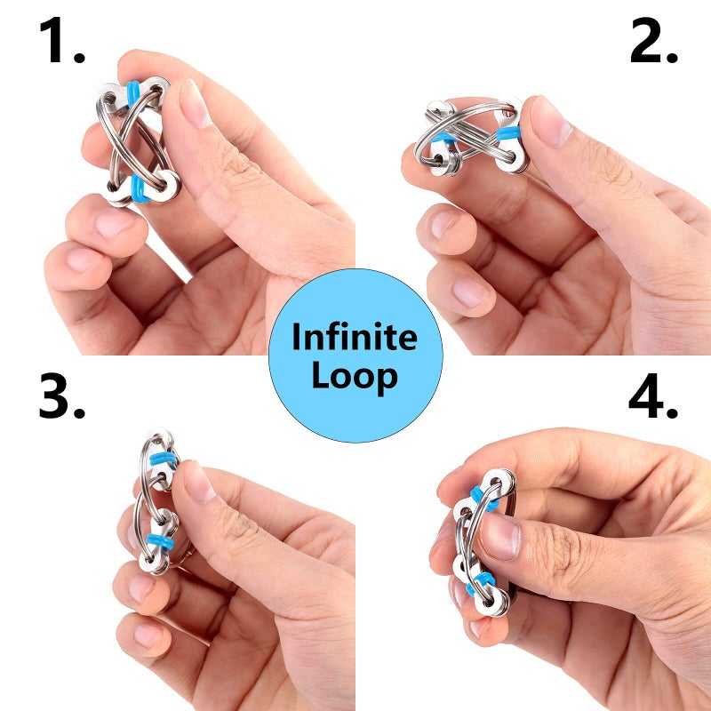 ALDMIO Bike Chain Fidget Toys Set - Six Roller & Key Flippy Chain for ADHD, ADD, Autism, Anxiety Relief for Adults and Teens - Image 3