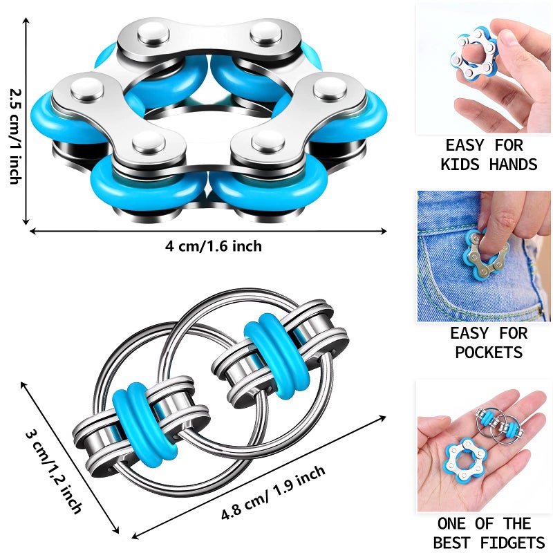 ALDMIO Bike Chain Fidget Toys Set - Six Roller & Key Flippy Chain for ADHD, ADD, Autism, Anxiety Relief for Adults and Teens - Image 2