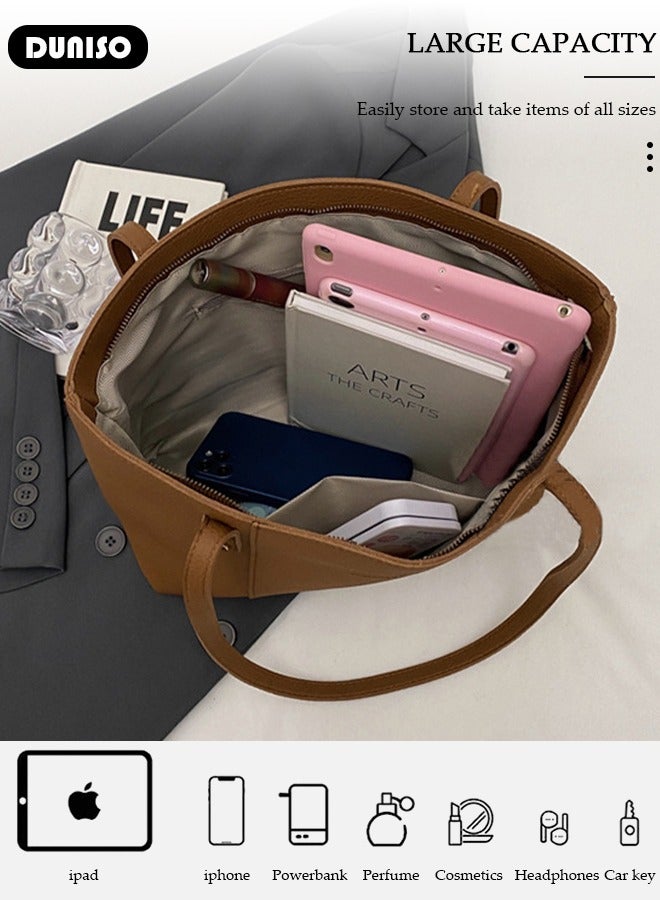 DUNISO Women's Shoulder Tote Bag Faux Leather Handbag for Women Large Capacity Messenger Bag, Fashionable Travel Shoulder Bag for Ladies Girls College Students - Image 5