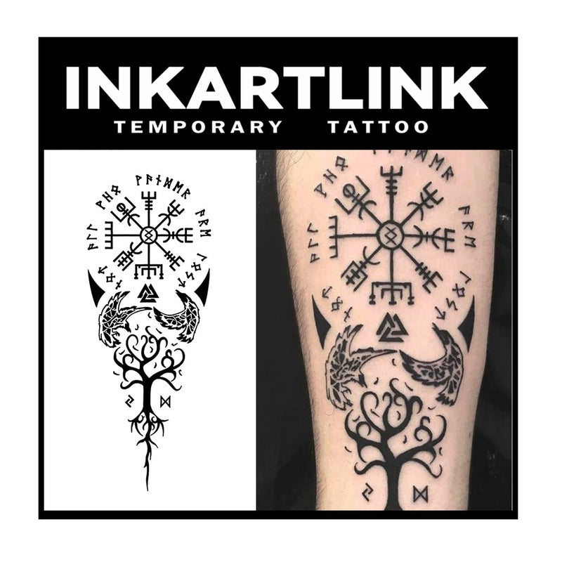 INKARTLINK Tattoo Tech 2 Sheets Large Semi Permanent Tattoo Adult Art Design Temporary Tattoos Lasts 12 Weeks Waterproof Realistic Look No Adhesive No Reflection Ancient Symbols
