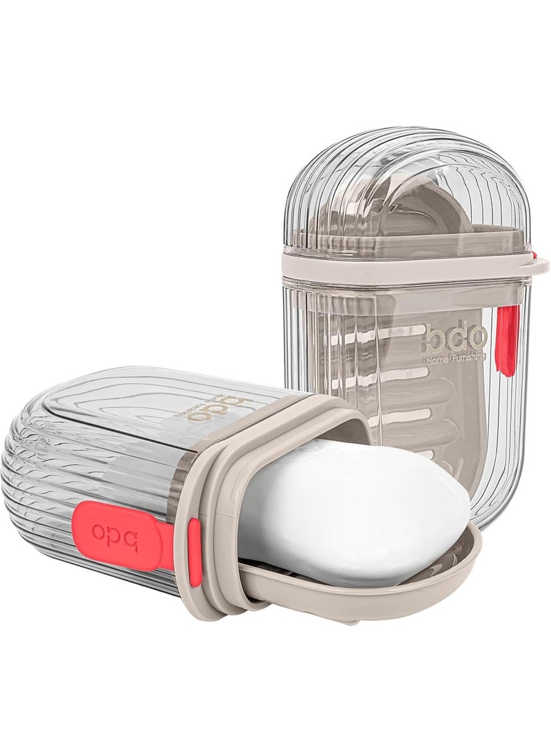 bdo حافظة صابون للسفر 2 قطعة، حاوية صابون مضادة للتسرب مع غطاء، حامل صابون بار محمول للسفر، طبق صابون للحمام، الدش، الصالة الرياضية، المدرسة، التخييم، العطلة، الهواء الطلق (شفاف) - Image 1