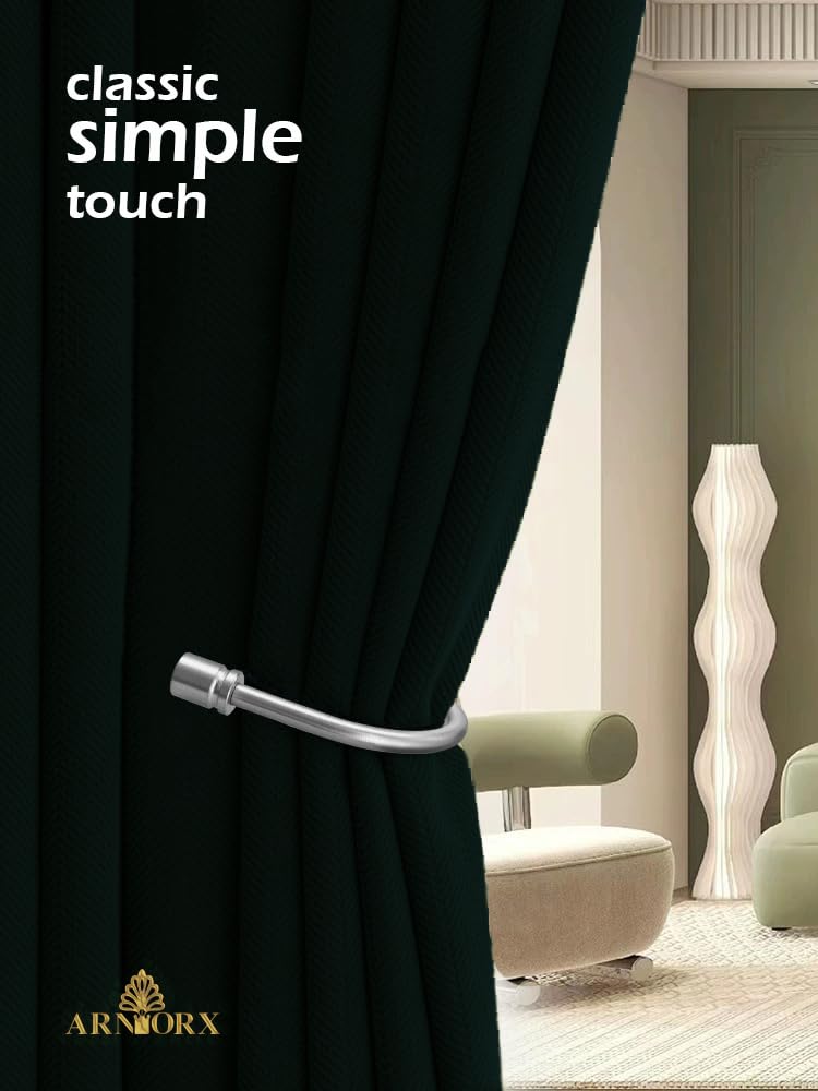 Arnorx Decorative Curtain Holdbacks, Wall Mounted Tiebacks, Metal Drapery Hooks, 2 PCS, Matte Brushed Nickel - Image 2