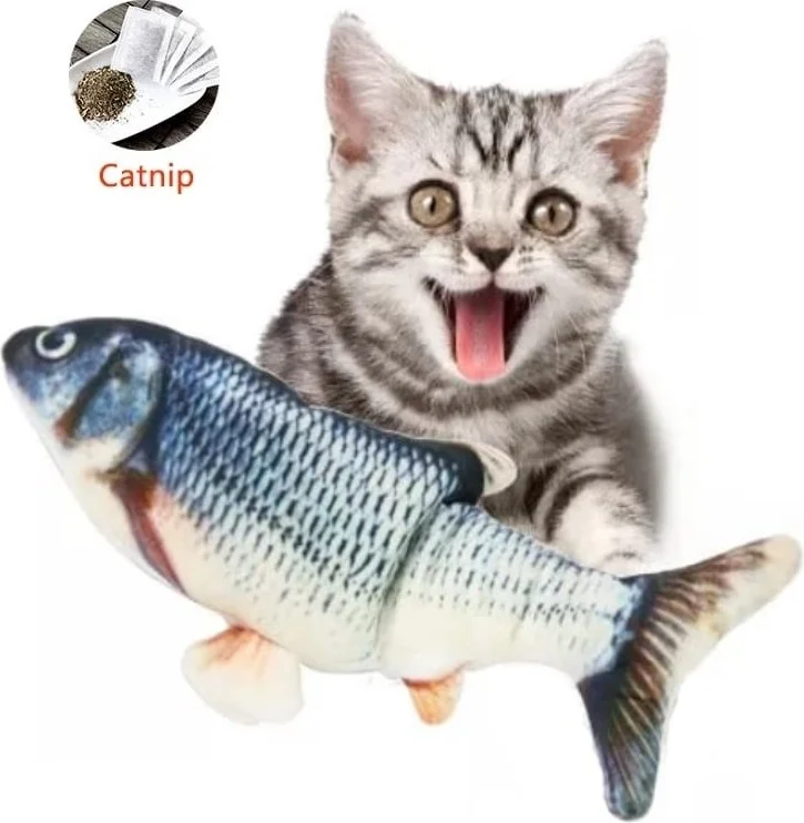 Tineke Plush Cat Toy with Fish Catnip Herb Rattle 1 Piece