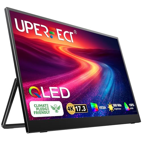 UPERFECT 173 4K Portable Monitor QLED 600 Nits 150 sRGB UHD FreeSync HDR 2 Speakers Eye Care Travel Monitor 2 Fully Functional TypeC Port HDMI for Laptop PC Phone VESA Stand - Image 1