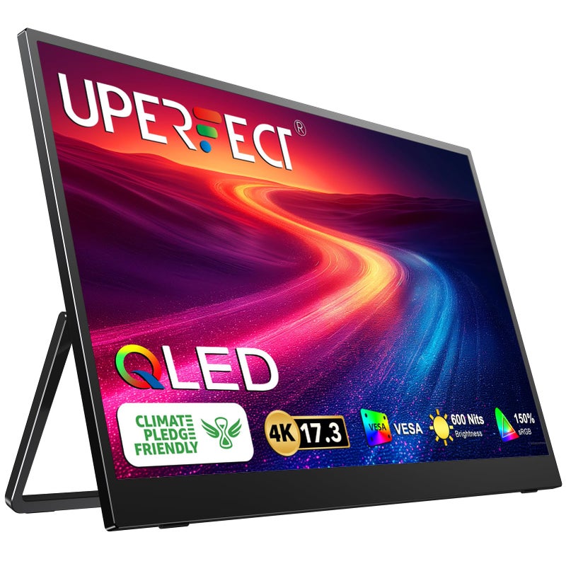 UPERFECT 173 4K Portable Monitor QLED 600 Nits 150 sRGB UHD FreeSync HDR 2 Speakers Eye Care Travel Monitor 2 Fully Functional TypeC Port HDMI for Laptop PC Phone VESA Stand - Image 2