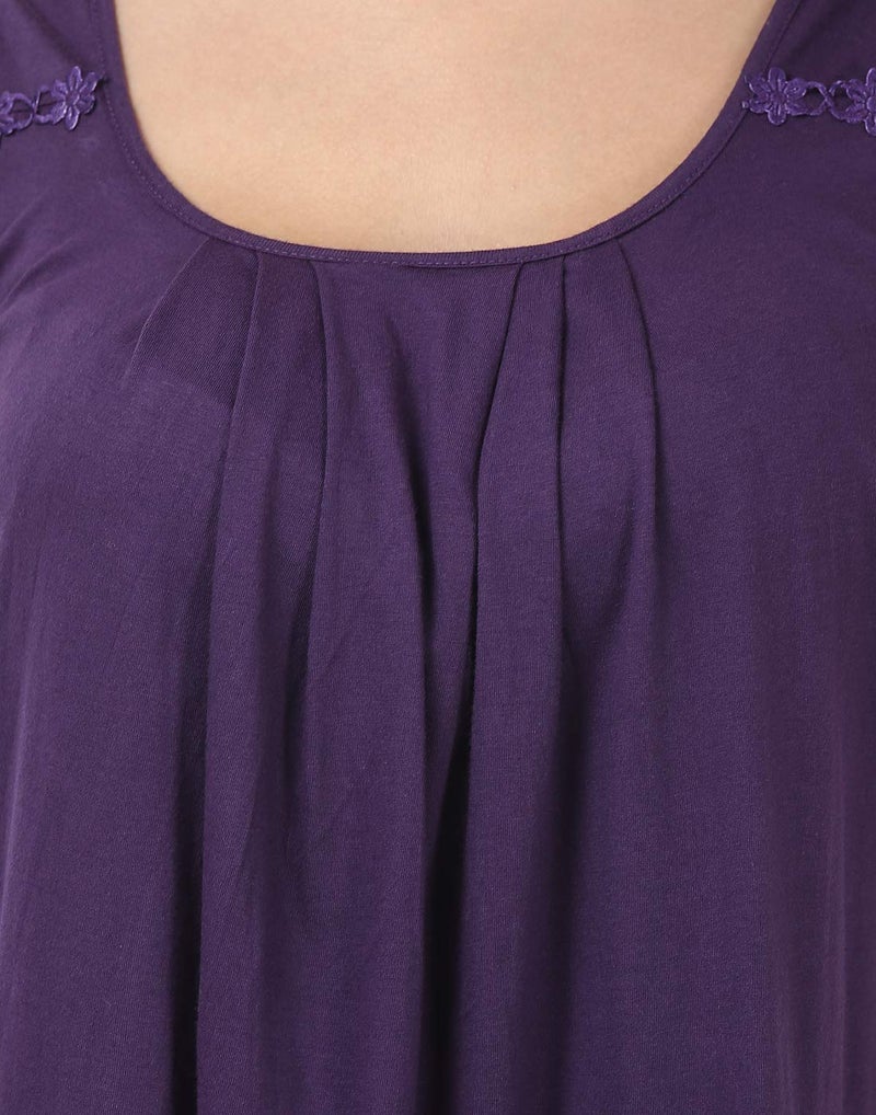 BLAZON Women's Cotton Hosiery Solid Maxi Dreams Nighty Slip (Blueviolet, XXL) - Image 5