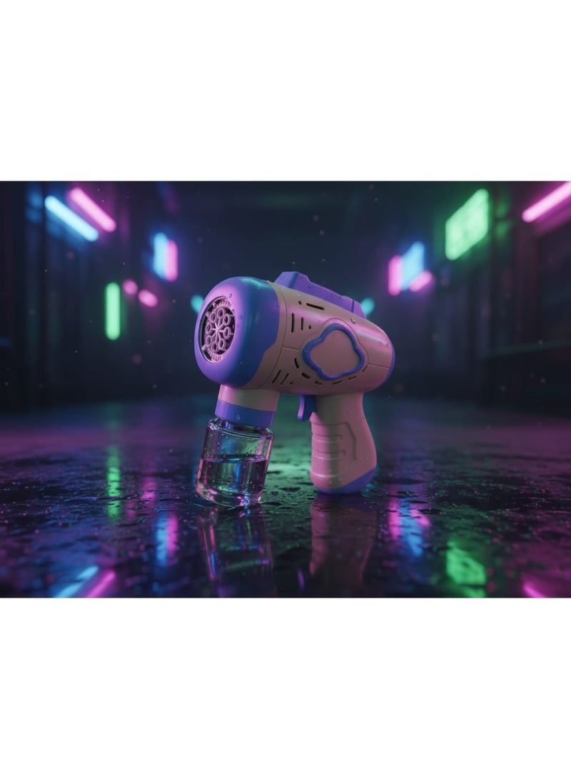 مسدس فقاعات  – إطلاق فقاعات أوتوماتيكي مع إضاءة LED وبطاريات AA مرفقة , تصميم مميز , يشمل سائل الفقاعات , لعبة ممتعة للأطفال - Image 2