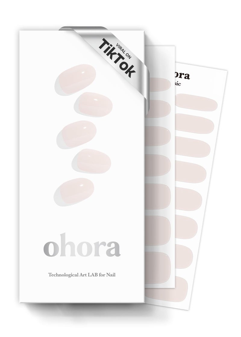 ohora Semi Cured Gel Nail Strips N Cream Light  Nude Solid Works with Any UVLED Lamps SalonQuality Long Lasting Easy to Apply  Remove  Includes 2 Prep Pads Nail File  Wooden Stick