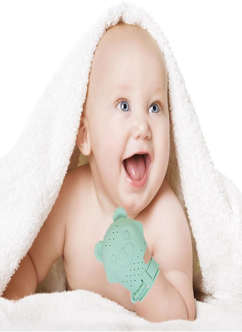 GGOOT - Silicone Infant Teething Mitten,Cute Bear Shape Infant Teether Toy Chewing Mitts | Food-Grade Silicone Mitt Protect Hands from Chewing & Biting - Image 1