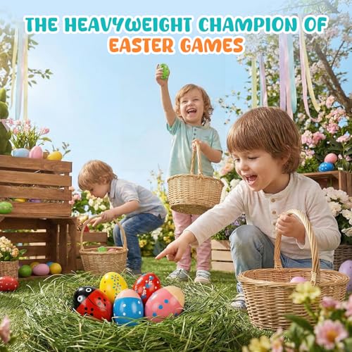 SallyFashion 6PCS Egg Shakers Musical Instruments for Babies Wooden Maracas for Kids Hand Percussion Musical Eggs Easter Basket Stuffers Party Favors - Image 5