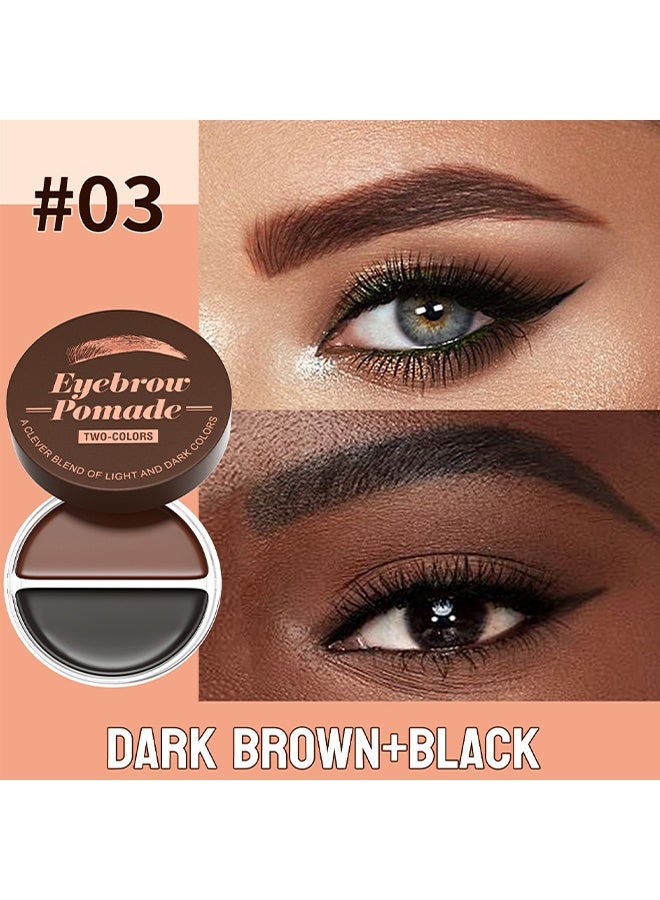 HelloKiss Two Colors Eyebrow Pomade, Natural Long Lasting Waterproof Eyebrow Makeup Gel with Eyebrow Brush Eyebrow Color Cream and Eyebrow Styling Brow Shaping Gel Pomade Dark Brown and Black 03 - Image 2