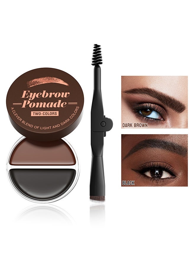 HelloKiss Two Colors Eyebrow Pomade, Natural Long Lasting Waterproof Eyebrow Makeup Gel with Eyebrow Brush Eyebrow Color Cream and Eyebrow Styling Brow Shaping Gel Pomade Dark Brown and Black 03 - Image 1