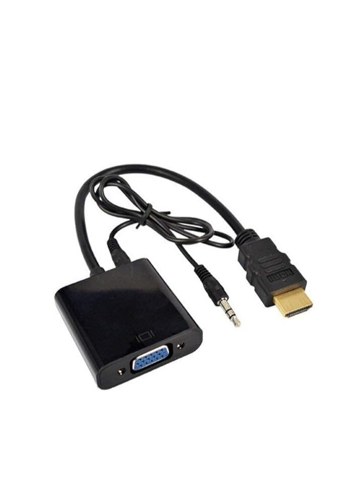 HDMI to Vga Converter Adapter 1080P with 3.5 mm Audio HD Video Cable Adapter for PC Desktops Laptops Power (Black)