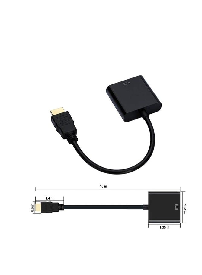 HDMI to Vga Converter Adapter 1080P with 3.5 mm Audio HD Video Cable Adapter for PC Desktops Laptops Power (Black)
