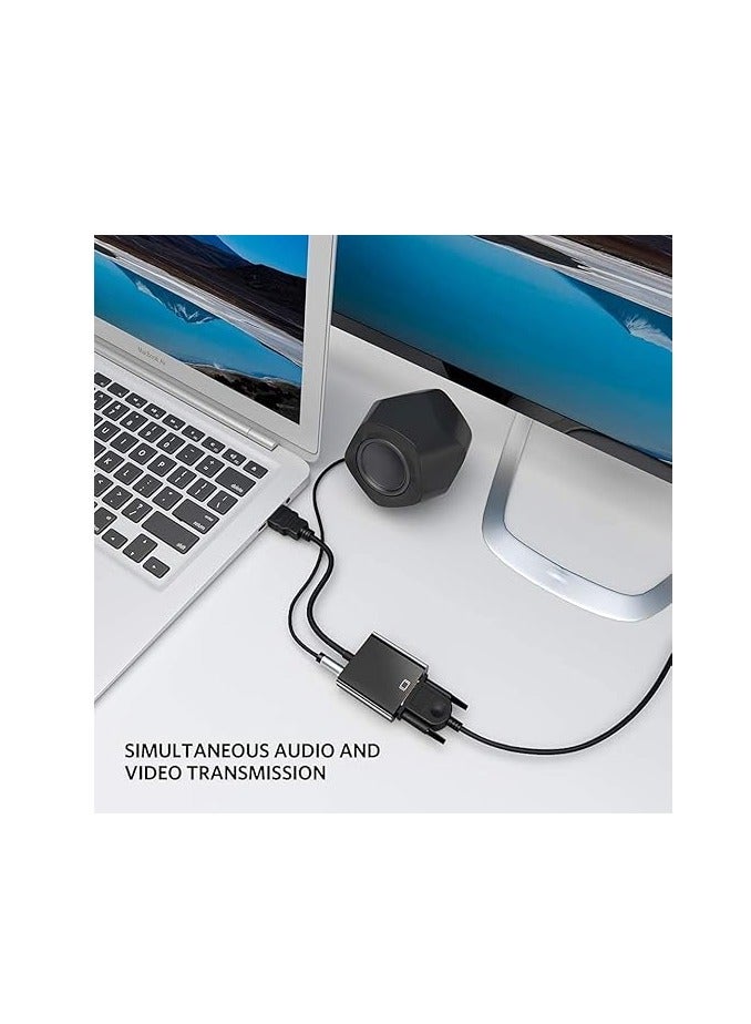 HDMI to Vga Converter Adapter 1080P with 3.5 mm Audio HD Video Cable Adapter for PC Desktops Laptops Power (Black)